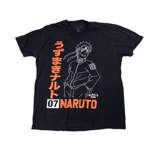 Naruto Shippuden Graphic Tee Mens Large Black Excellent Anime Streetwear Shirt